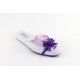 women's slippers SPIGA white nappa (purple flower & ribbon)